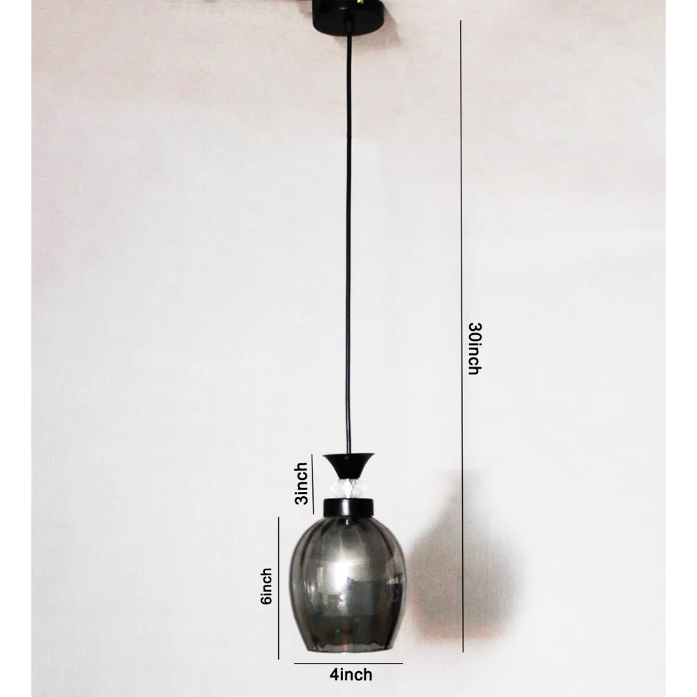 Modern Smoked Glass Pendant Light Black Finish | SKE-170009_SGBL
