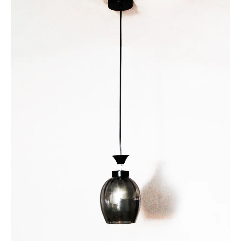 Modern Smoked Glass Pendant Light Black Finish | SKE-170009_SGBL