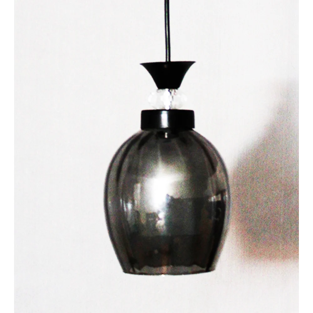 Modern Smoked Glass Pendant Light Black Finish | SKE-170009_SGBL