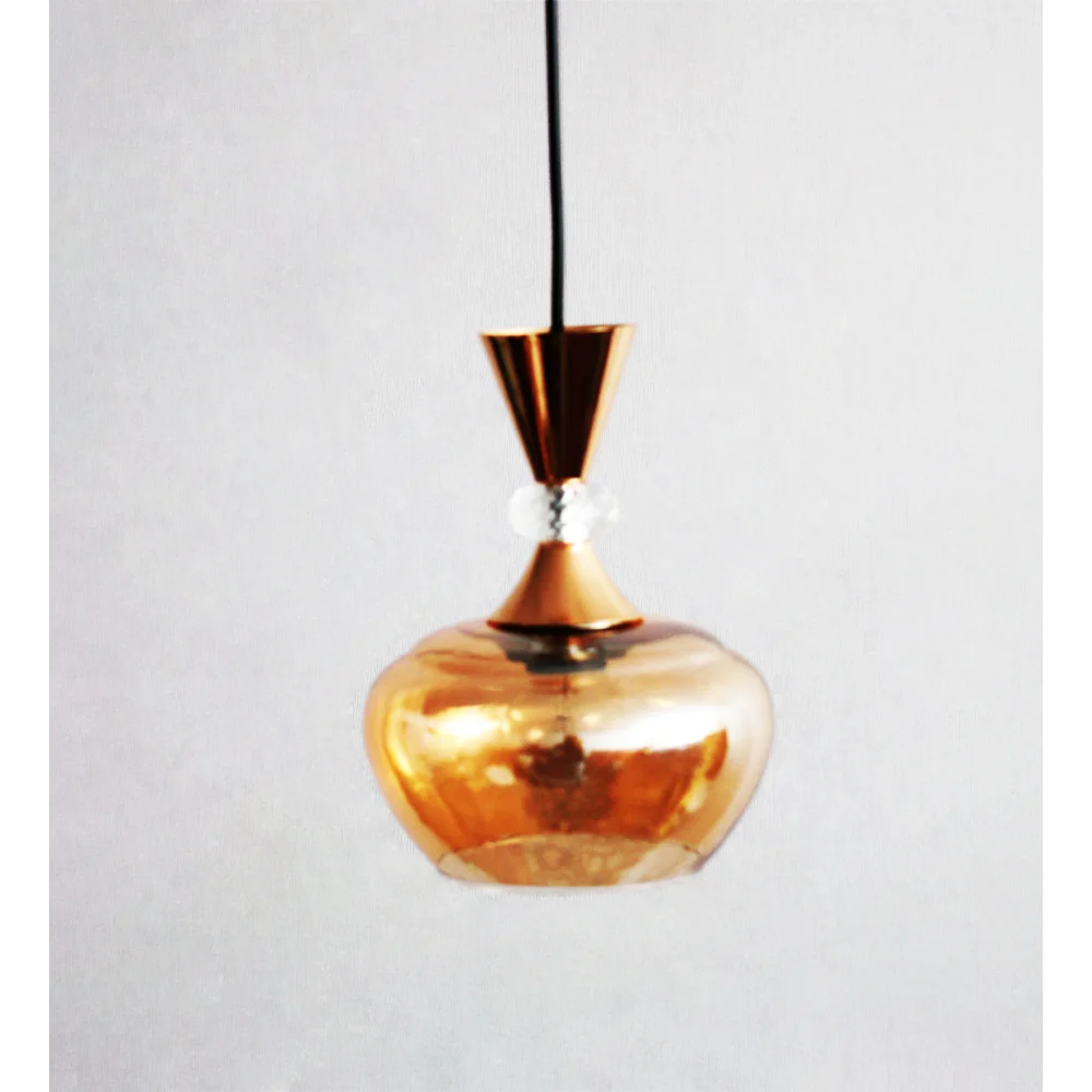 Amber Kachori Glass Pendant Light with Gold Finish | SKE-170009_KGL