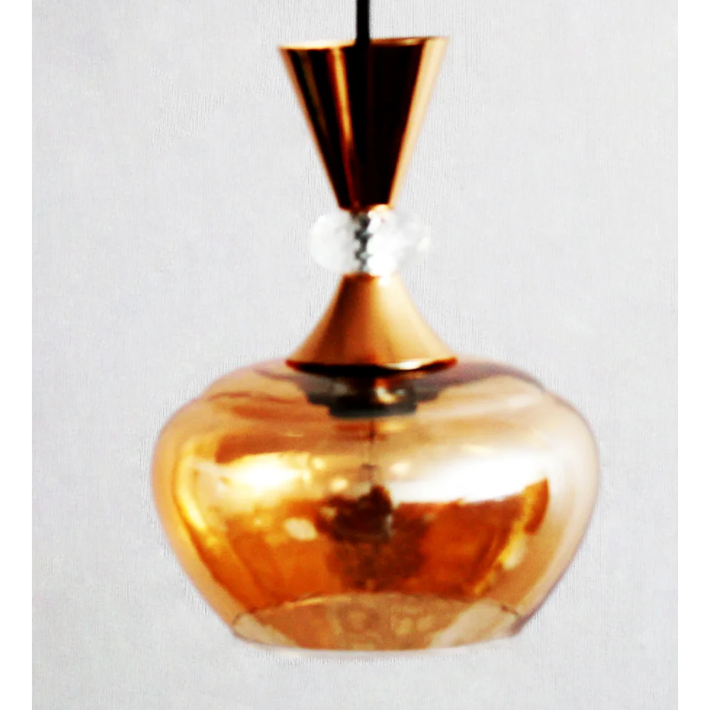 Amber Kachori Glass Pendant Light with Gold Finish | SKE-170009_KGL