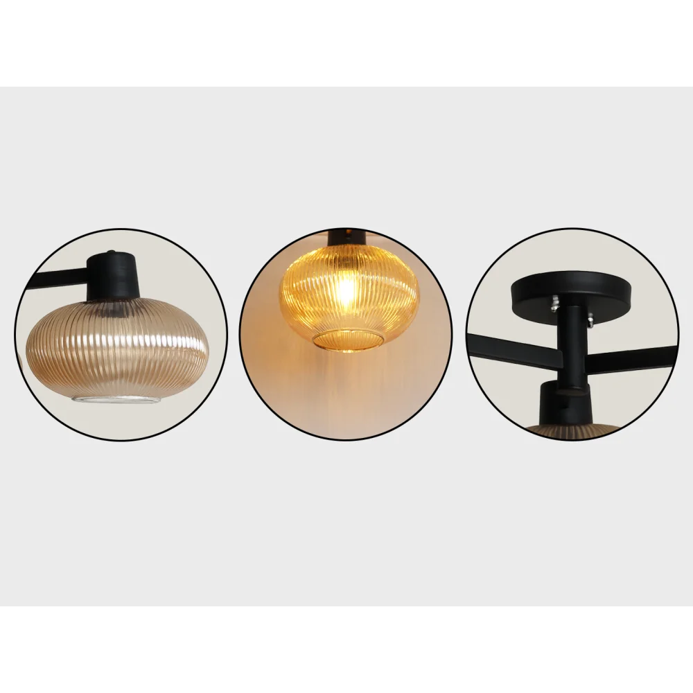 Solara 3-Light Ribbed Glass Chandelier | SKE-210002_3 CH-Black