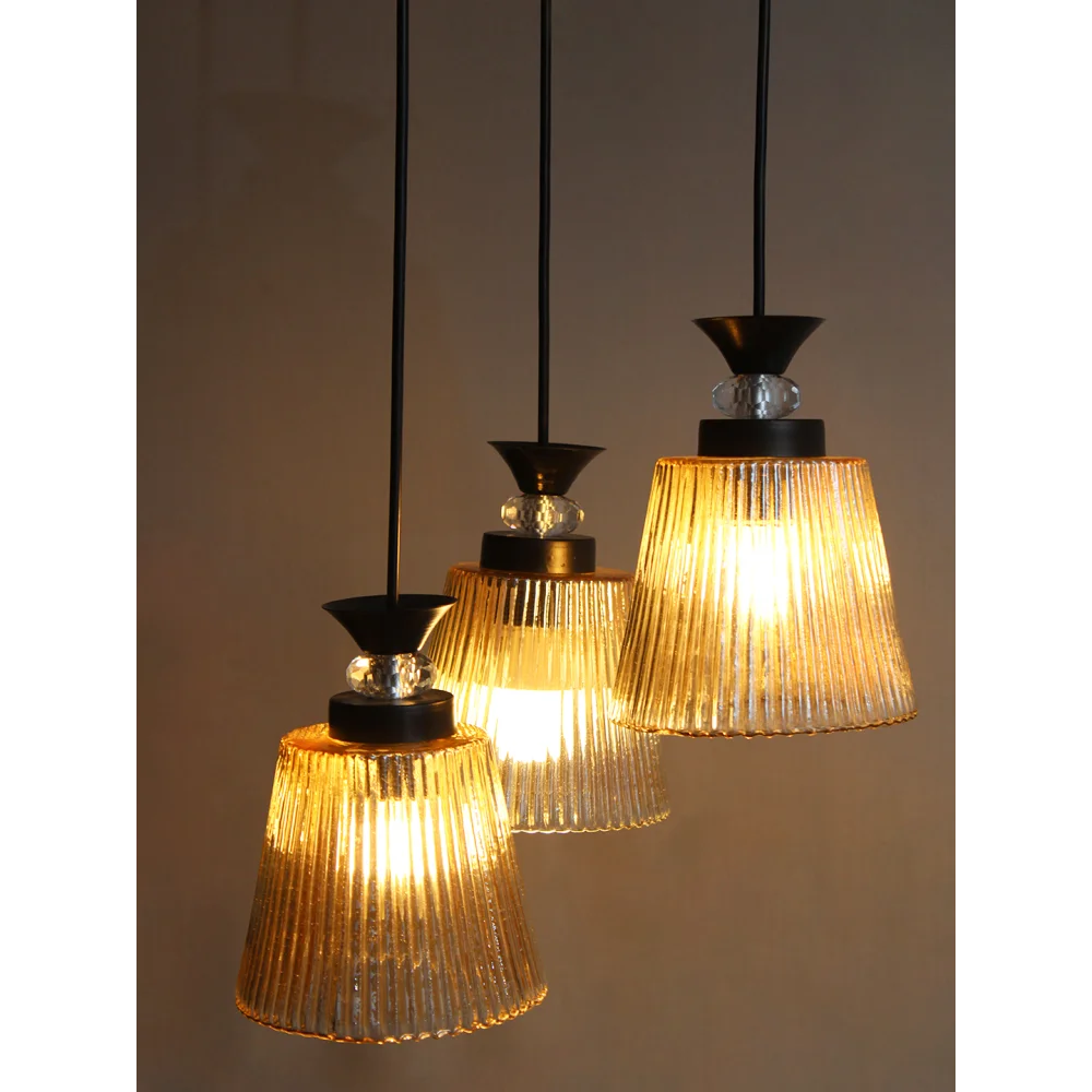3-Light Ribbed Glass Cluster Hanging Light | SKE-170013_LRGCHL