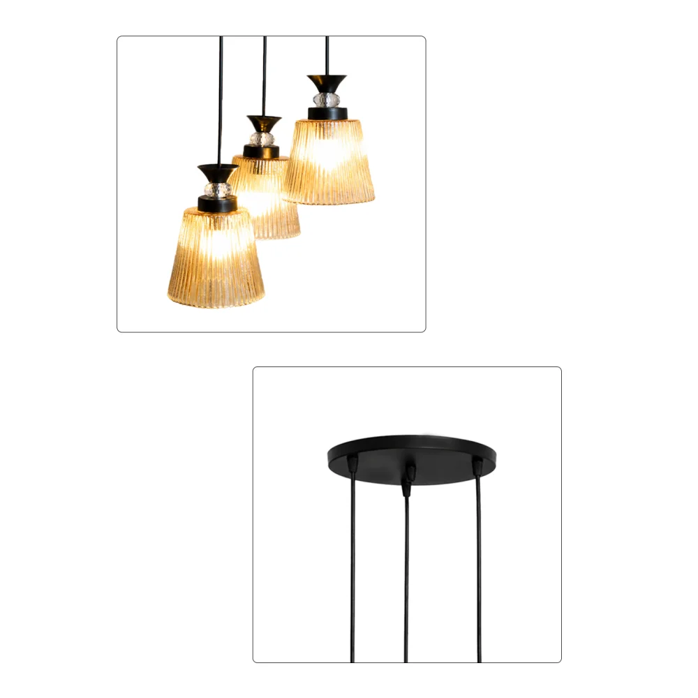 3-Light Ribbed Glass Cluster Hanging Light | SKE-170013_LRGCHL