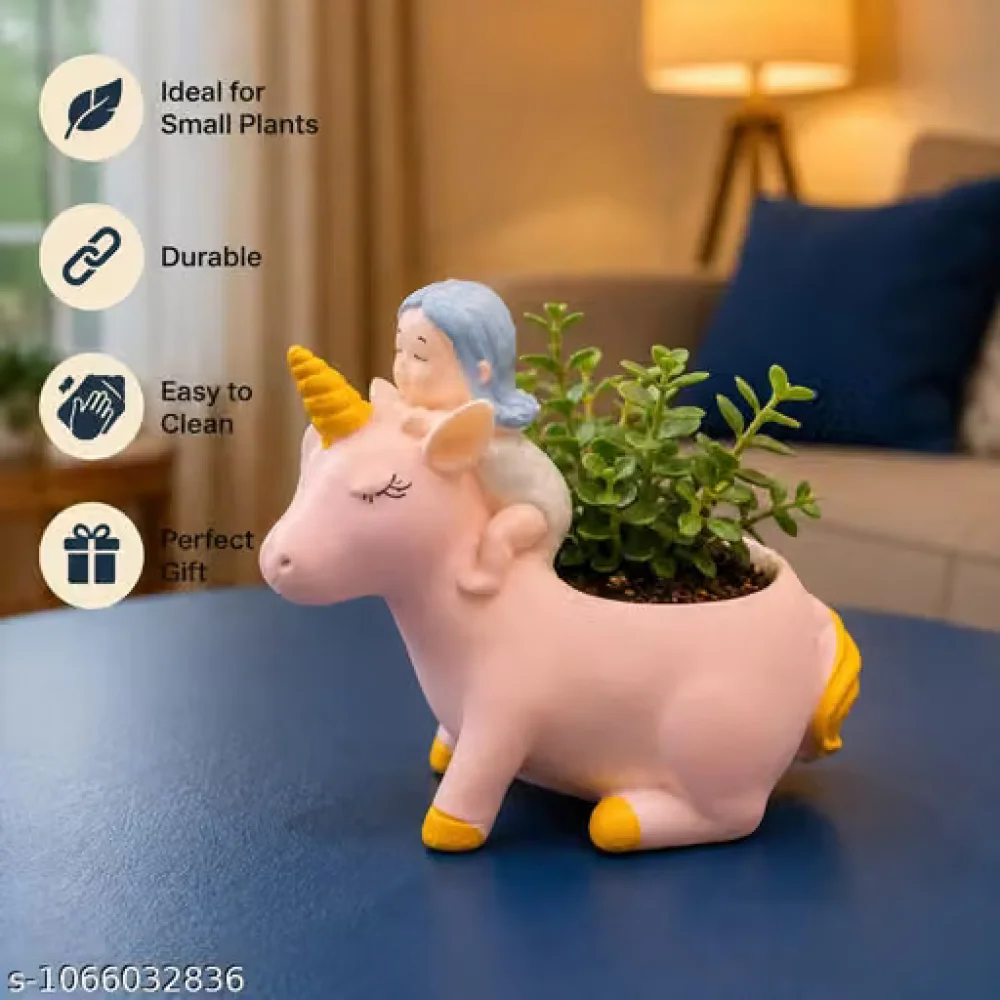 Cute Unicorn Planter Pot Resin Succulent Pot Fairy Girl Figurine Gift Item Table Decor