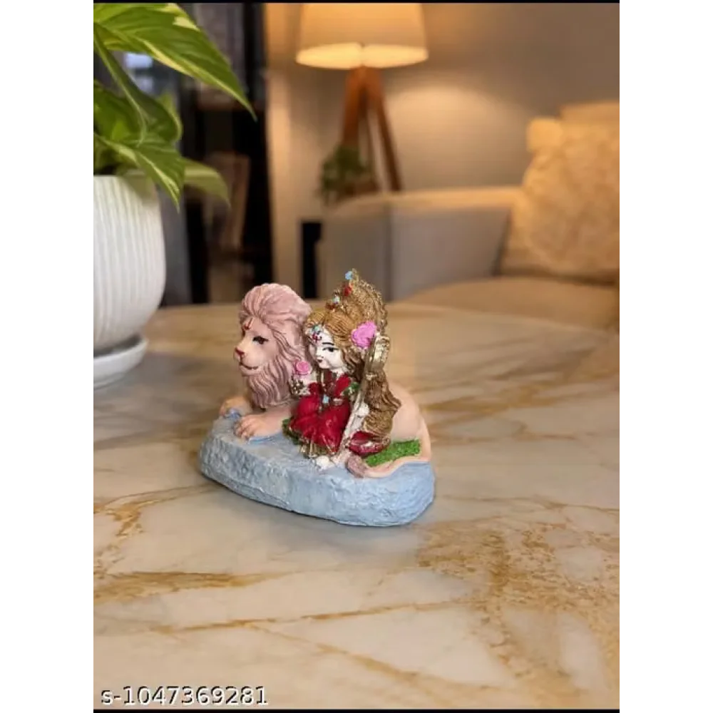 Idols & Figurines Maa Durga with Lion Divine Goddess Idol | Goddess Durga in traditional | Home decor, puja rooms, office desks, living room display shelves