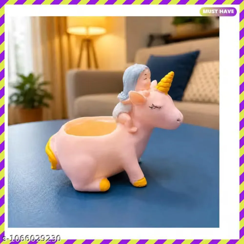 Pink Resin Unicorn Fairy Planter Pot for Succulents & Home Decor Gift