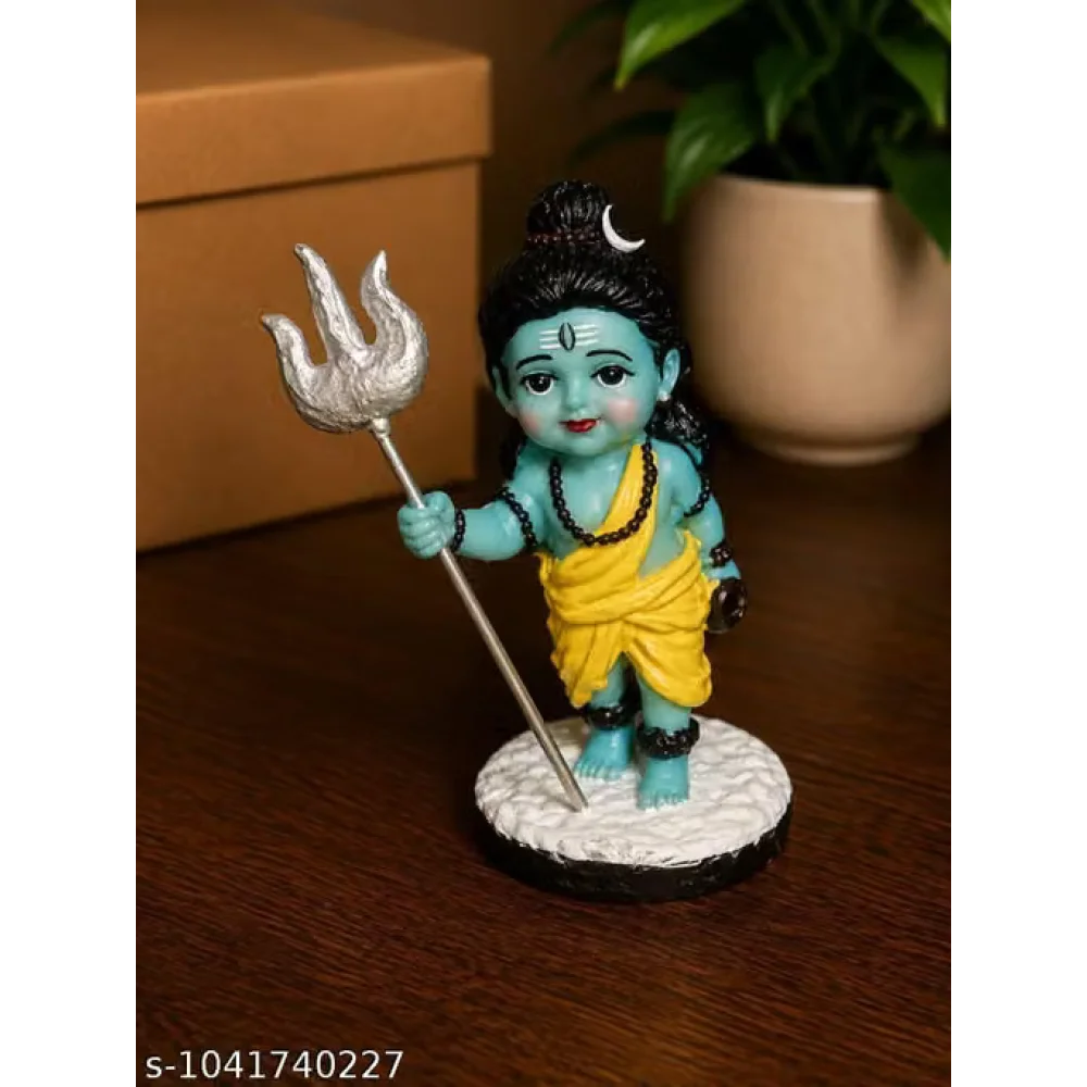 Shiva Shankar Premium Baby Idol with Trishul | Cute Mahadev Decorative Statue for Home Temple | Spiritual Showpiece for Living Room, Office Desk & Car Dashboard | Divine Gift for Housewarming, Diwali & Mahashivratri