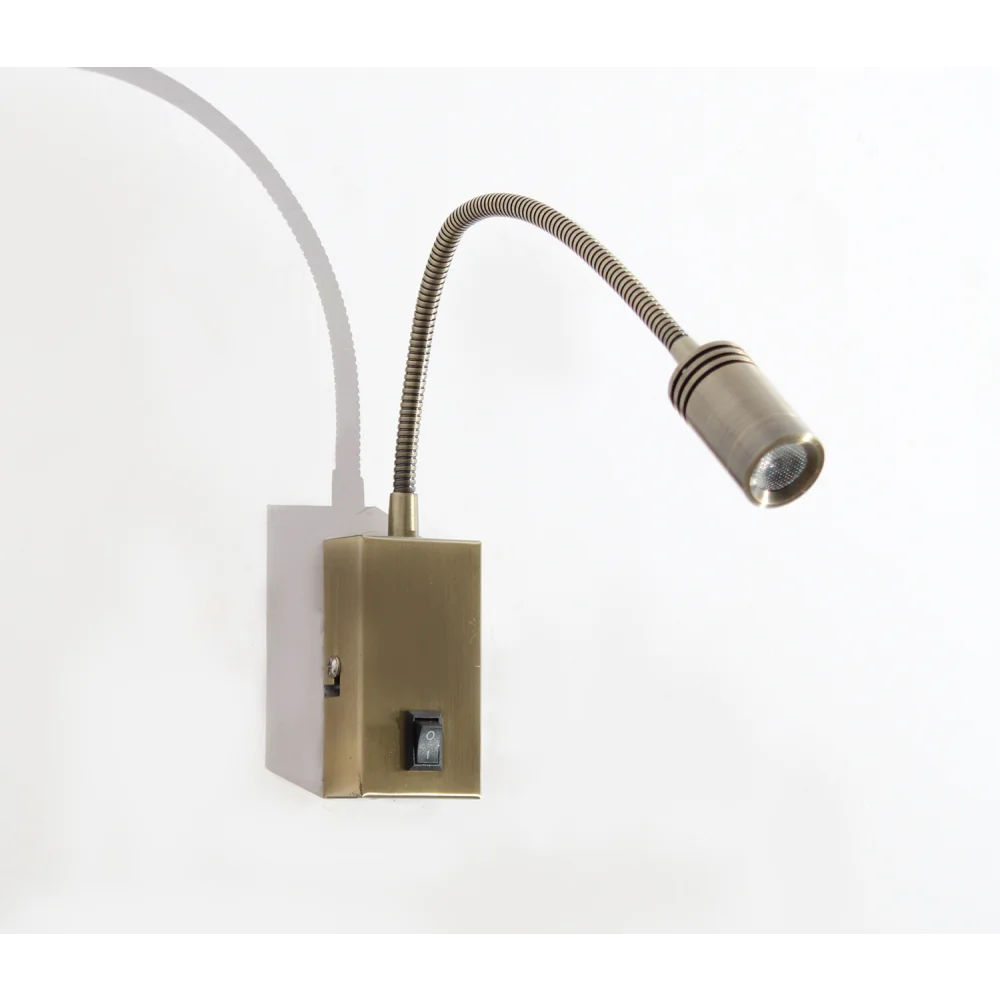 Brass Wall-Mounted LED Reading Spotlight with Switch | SKE-140030