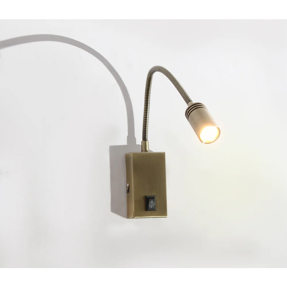 Brass Wall-Mounted LED Reading Spotlight with Switch | SKE-140030