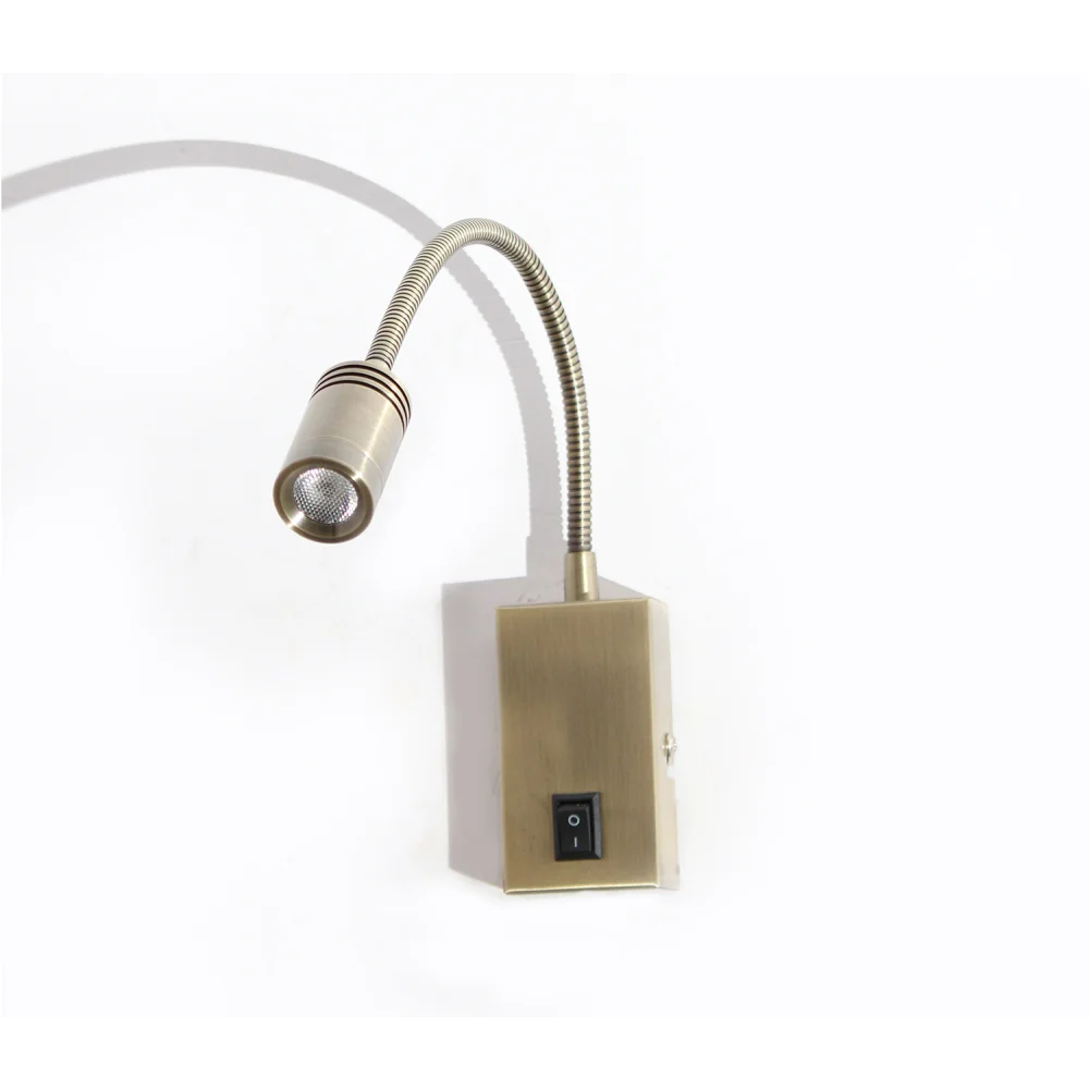 Brass Wall-Mounted LED Reading Spotlight with Switch | SKE-140030