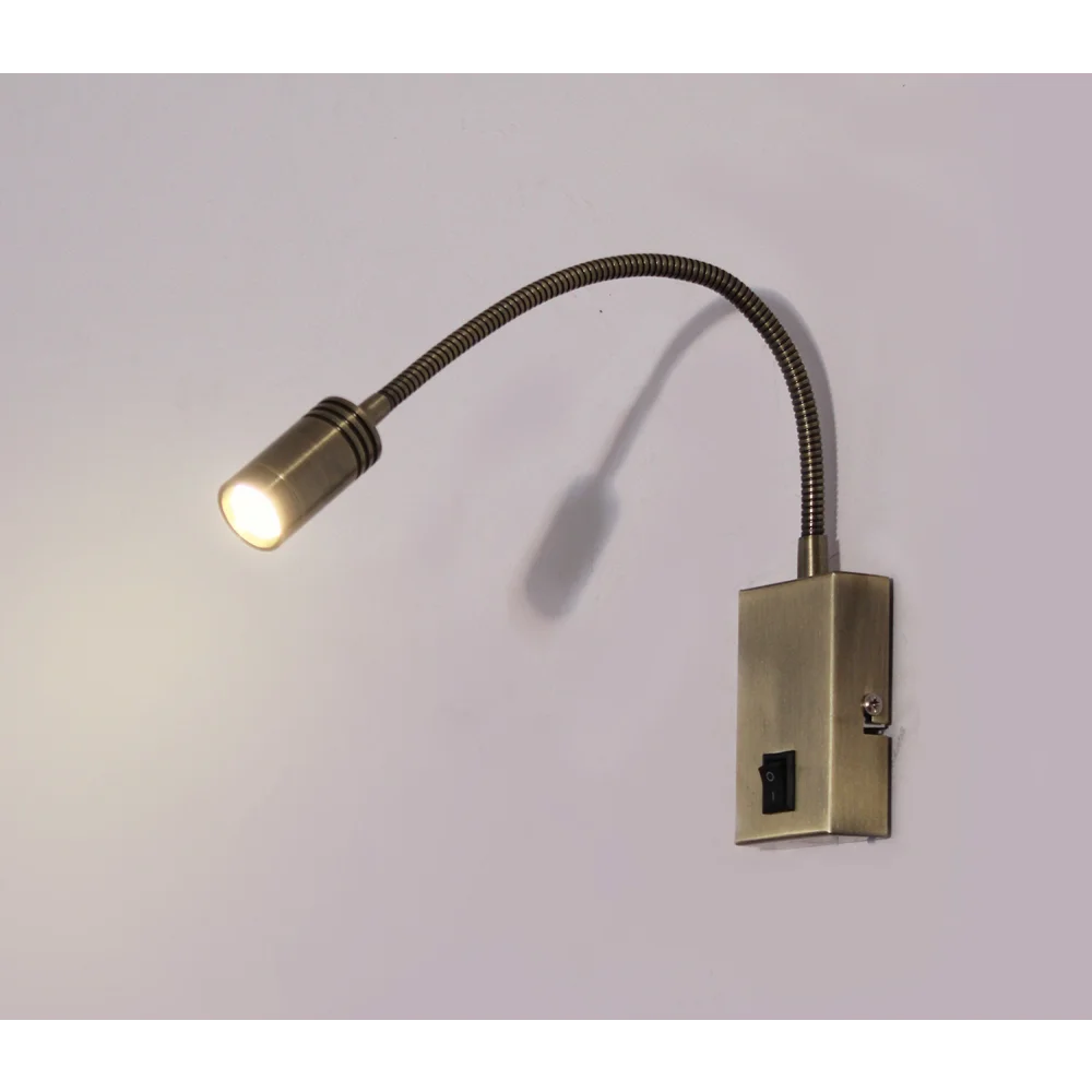 Brass Wall-Mounted LED Reading Spotlight with Switch | SKE-140030