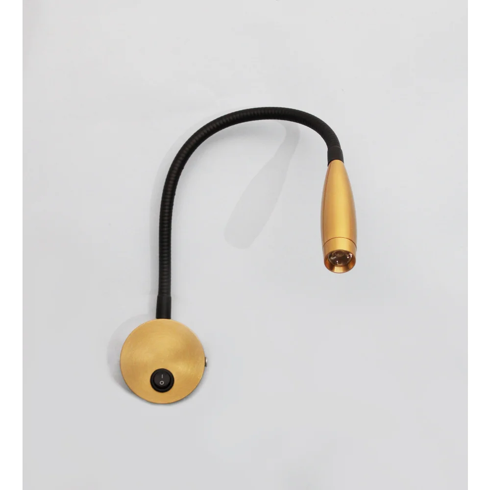 Modern Brass Finish LED Wall Mounted Reading Spotlight with Flexible Gooseneck | SKE-140044