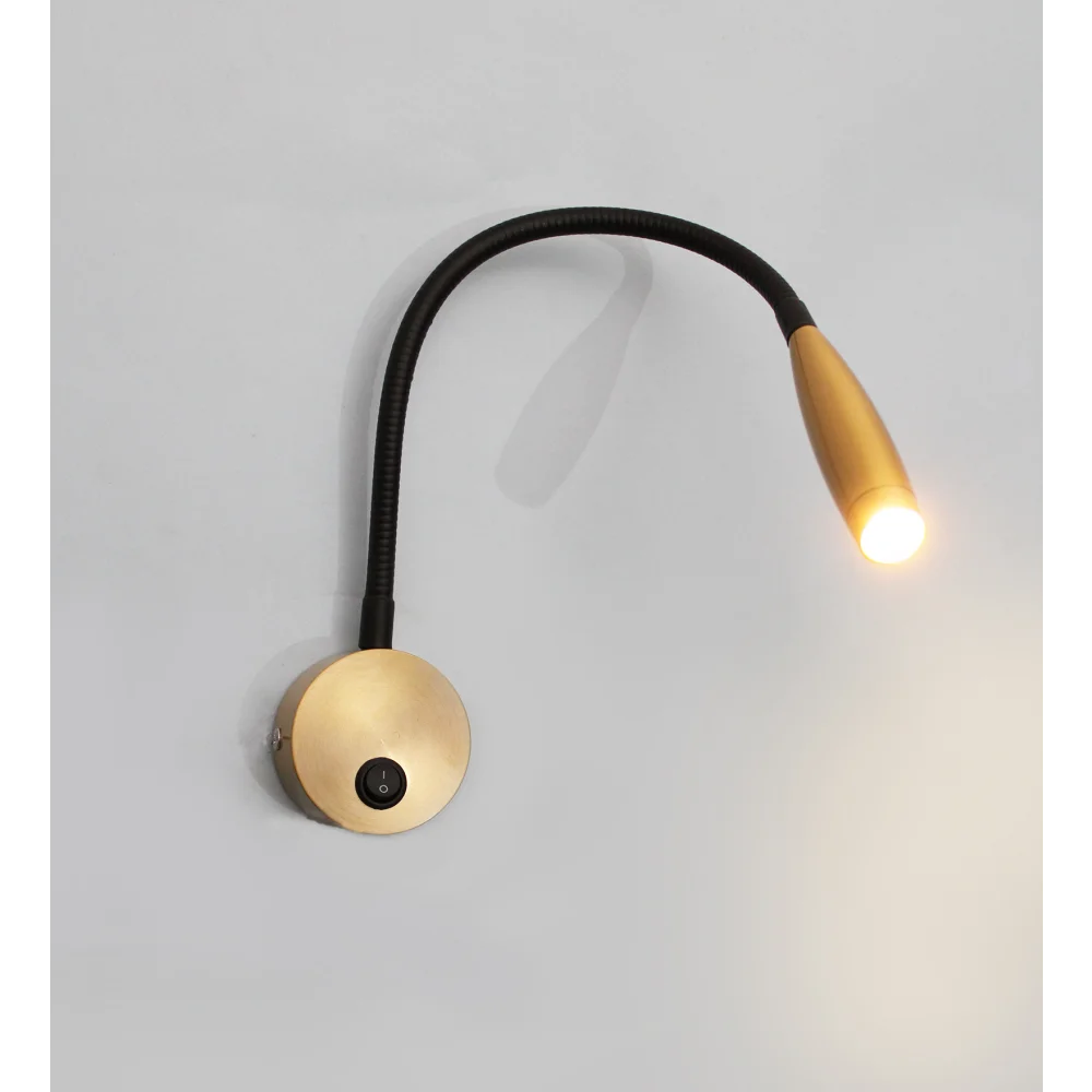 Modern Brass Finish LED Wall Mounted Reading Spotlight with Flexible Gooseneck | SKE-140044