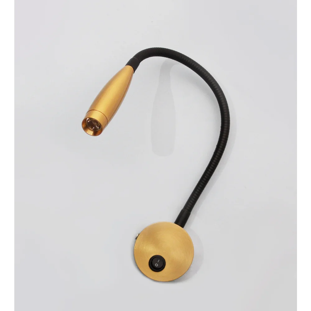 Modern Brass Finish LED Wall Mounted Reading Spotlight with Flexible Gooseneck | SKE-140044