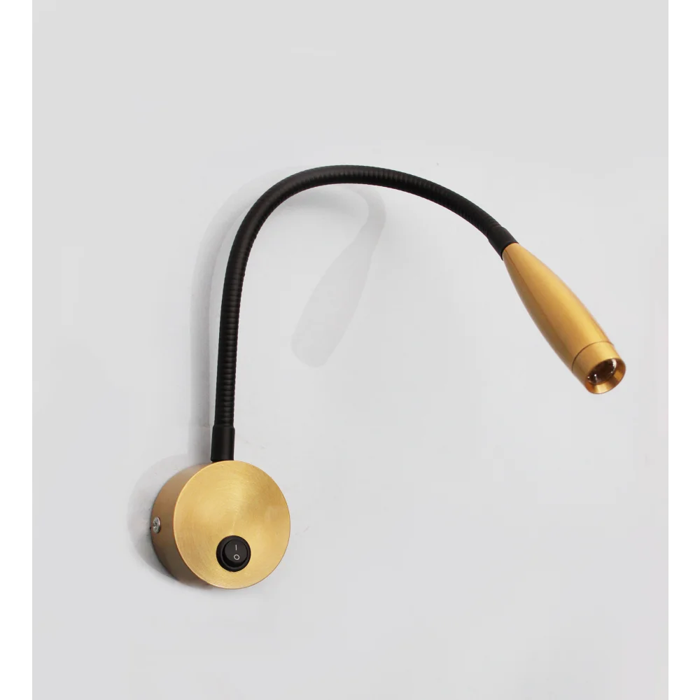Modern Brass Finish LED Wall Mounted Reading Spotlight with Flexible Gooseneck | SKE-140044