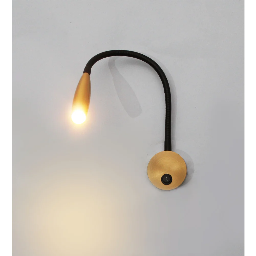 Modern Brass Finish LED Wall Mounted Reading Spotlight with Flexible Gooseneck | SKE-140044