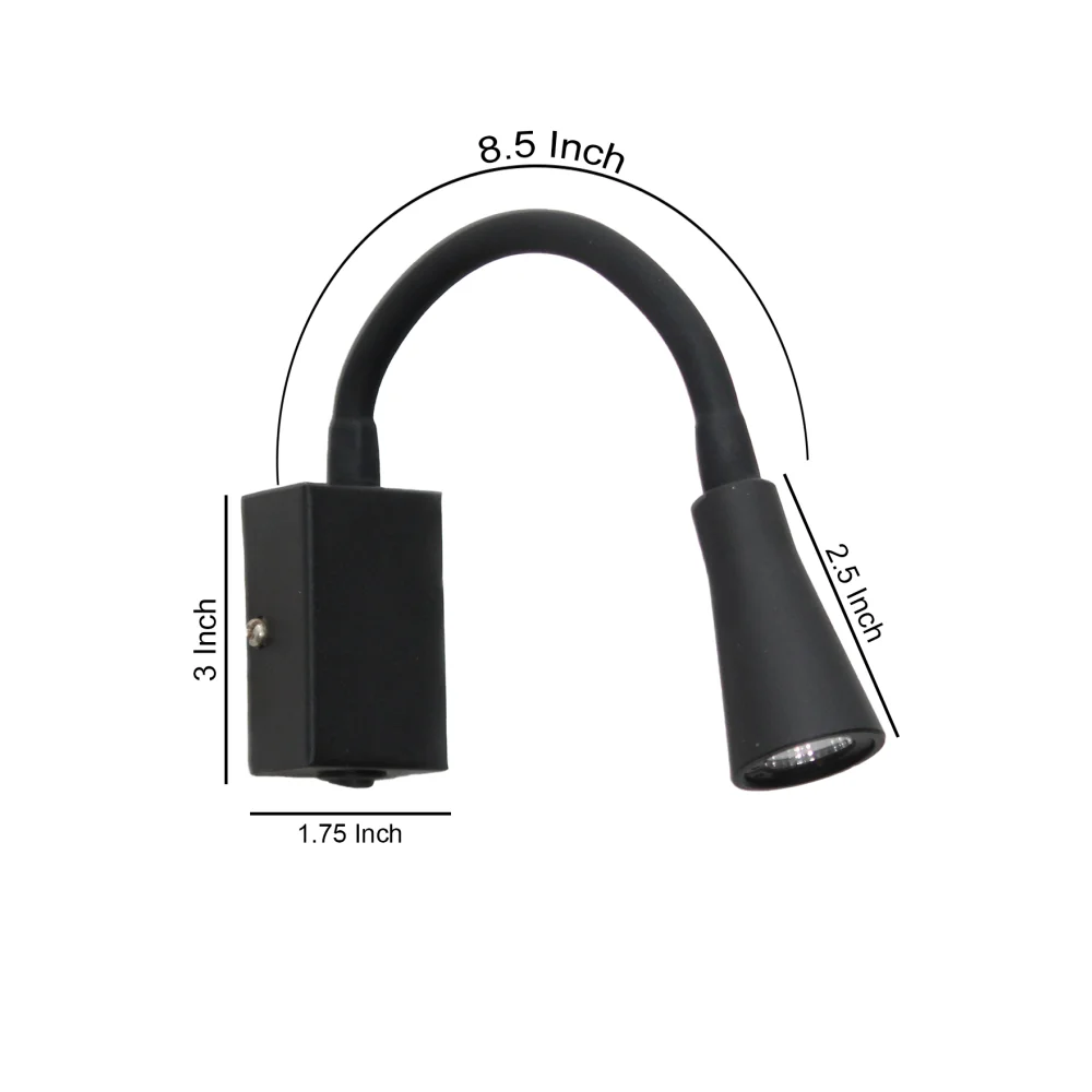 Modern Black LED Wall Mounted Reading Spotlight with Flexible Gooseneck | SKE-140045
