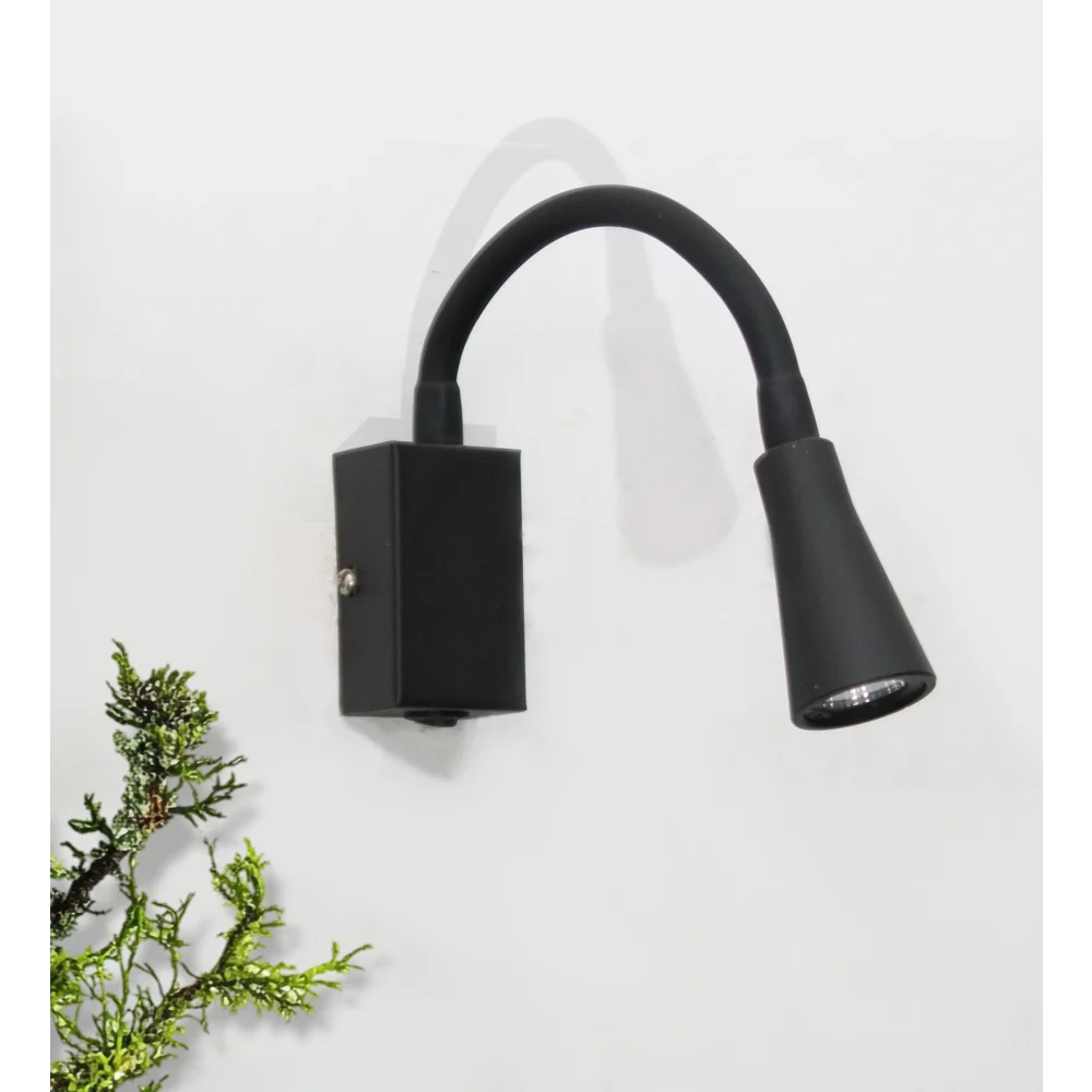 Modern Black LED Wall Mounted Reading Spotlight with Flexible Gooseneck | SKE-140045