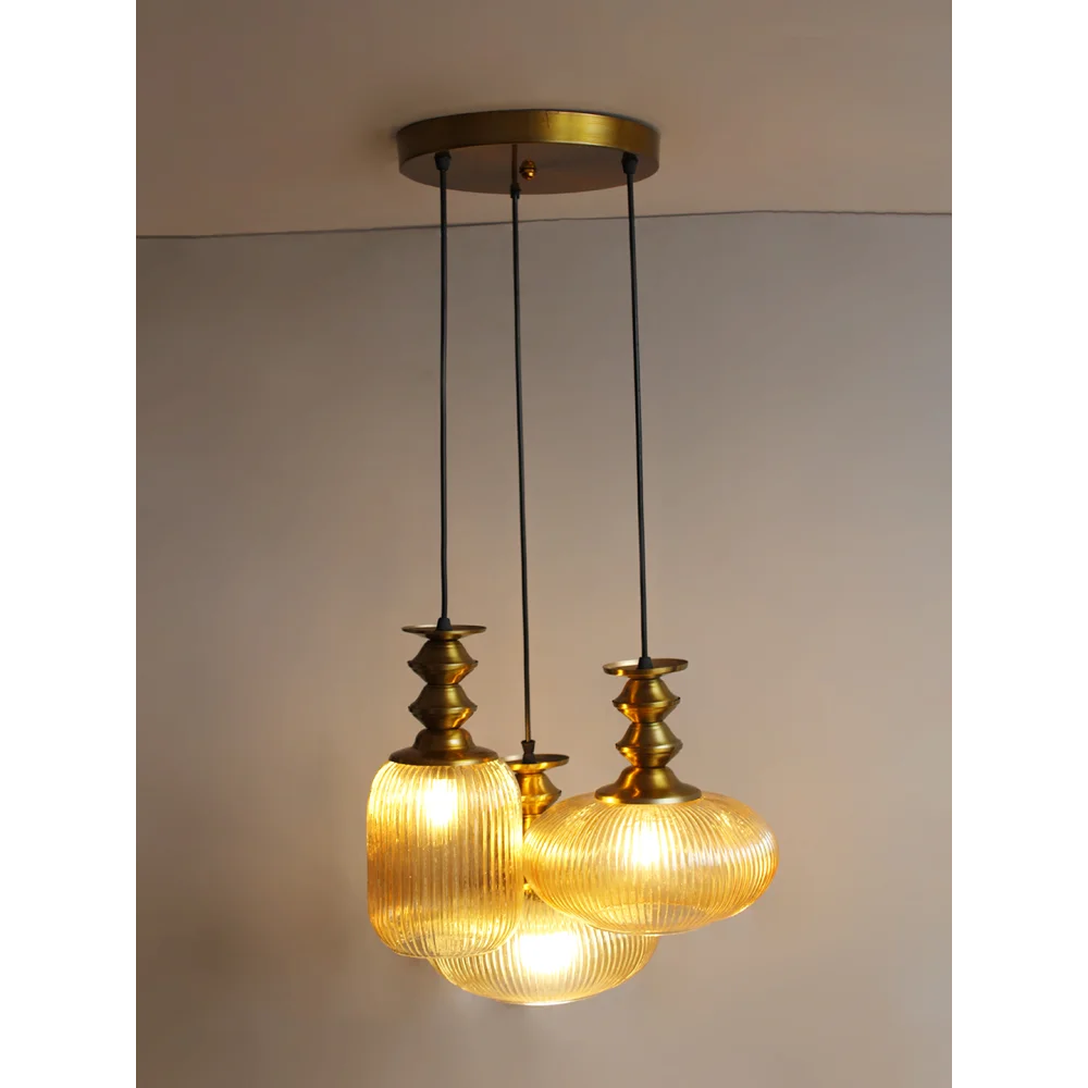 Modern Ribbed Glass Cluster Hanging Light | SKE-170017_MRGCHL