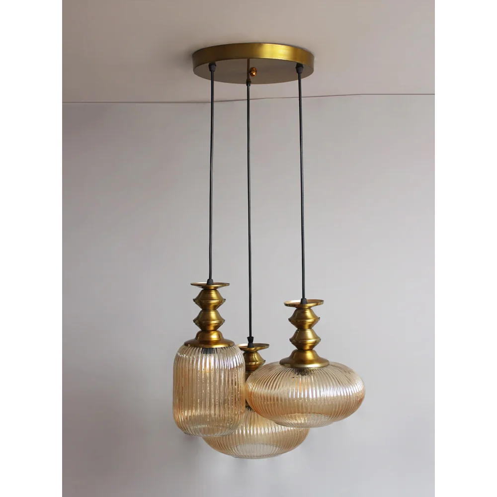Modern Ribbed Glass Cluster Hanging Light | SKE-170017_MRGCHL
