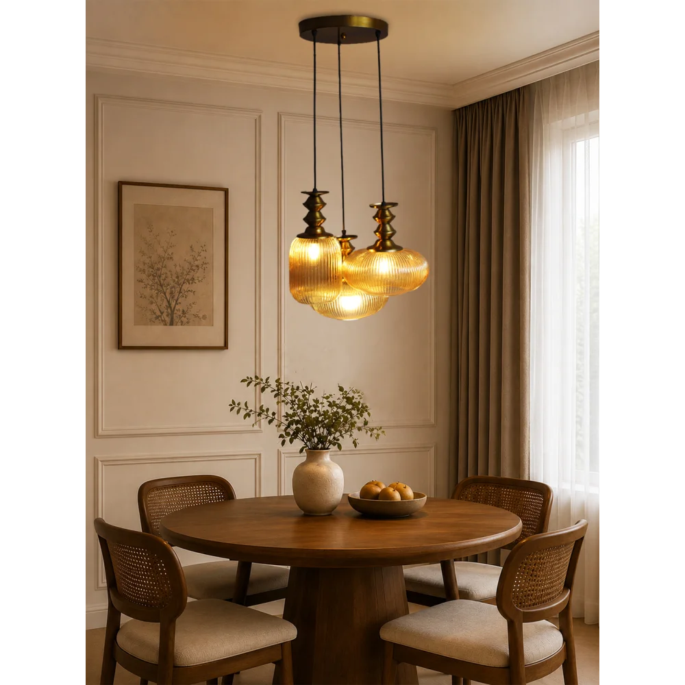 Modern Ribbed Glass Cluster Hanging Light | SKE-170017_MRGCHL