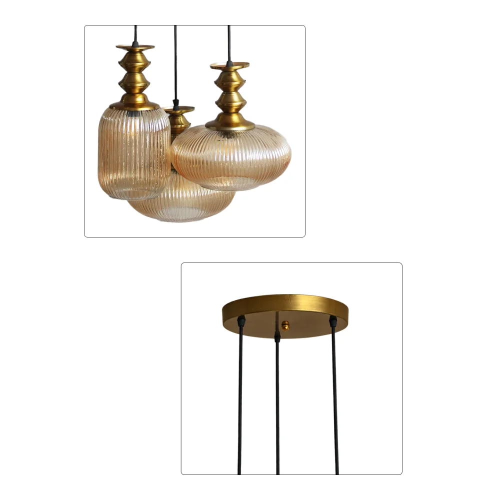 Modern Ribbed Glass Cluster Hanging Light | SKE-170017_MRGCHL