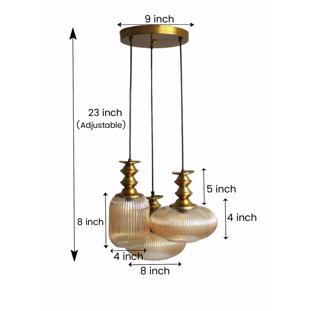 Modern Ribbed Glass Cluster Hanging Light | SKE-170017_MRGCHL