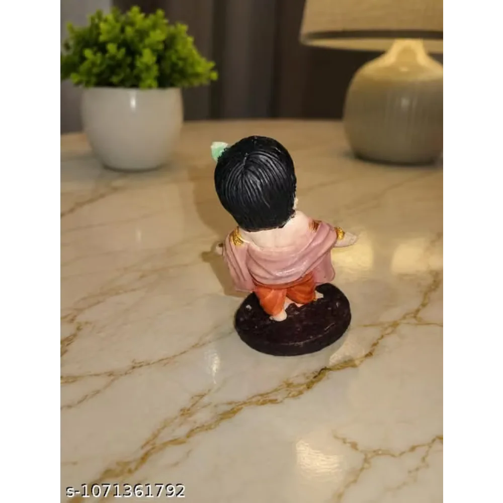 Cute Ladoo Gopal Statue Polyresin Idol Table Top Figurine Home Decor Vastu Pooja Gift Item