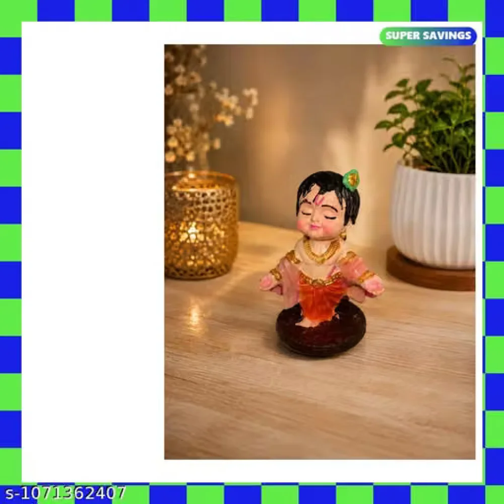 Ladoo Gopal Statue Showpiece Polyresin Baby Krishna Idol Religious Home Decor Item Diwali Gift Housewarming Gift Corporate Gift Pooja Mandir Decor Present