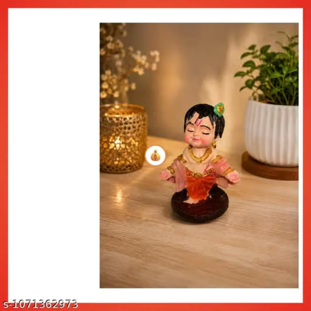 Ladoo Gopal Murti Polyresin Idol Bal Krishna Statue Vastu Feng Shui Home Decor for Office Study Table Living Room Pooja Room Corporate Gift Diwali Gift