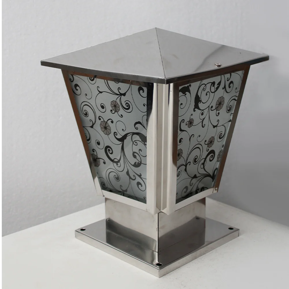 Elegant Chrome Finish Gate Light with Floral Design | SKE-200003