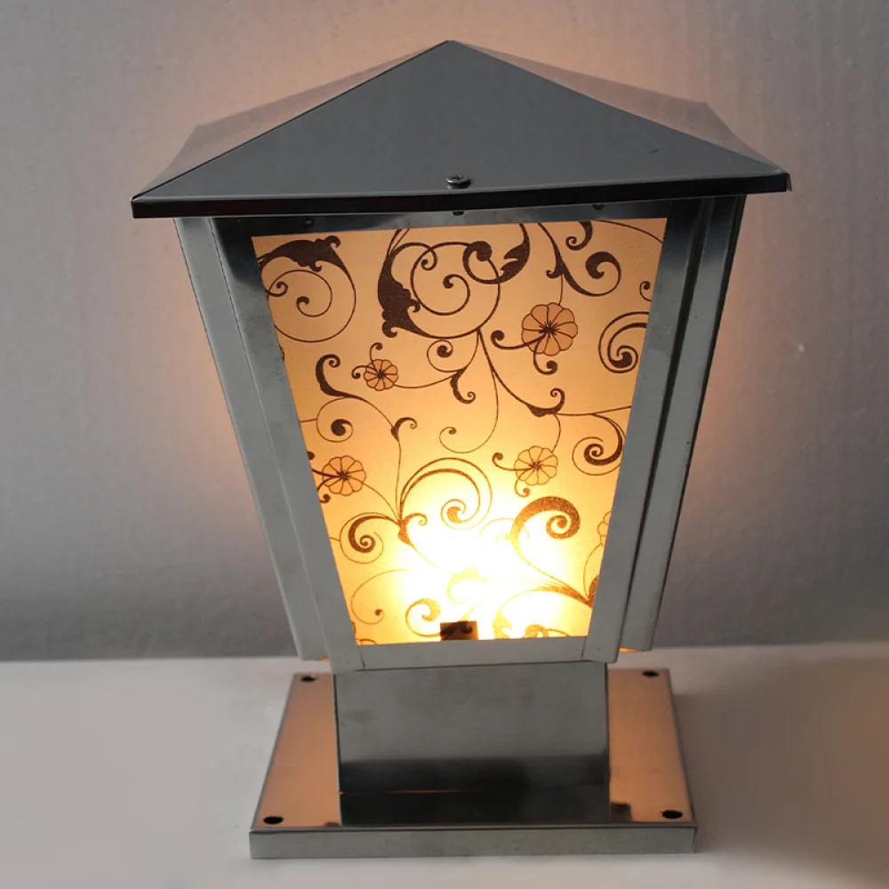 Elegant Chrome Finish Gate Light with Floral Design | SKE-200003