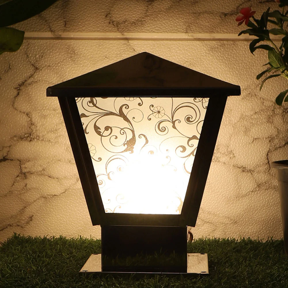 Elegant Chrome Finish Gate Light with Floral Design | SKE-200003