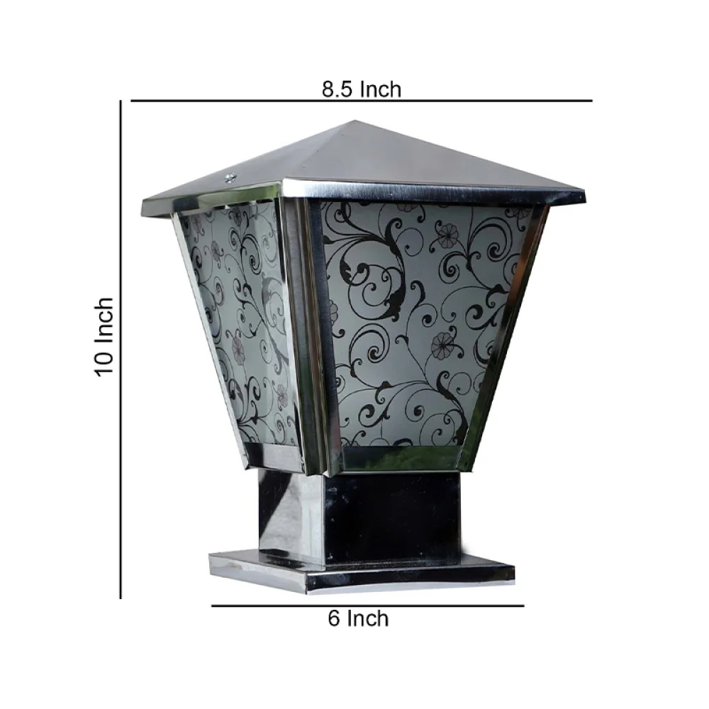 Elegant Chrome Finish Gate Light with Floral Design | SKE-200003