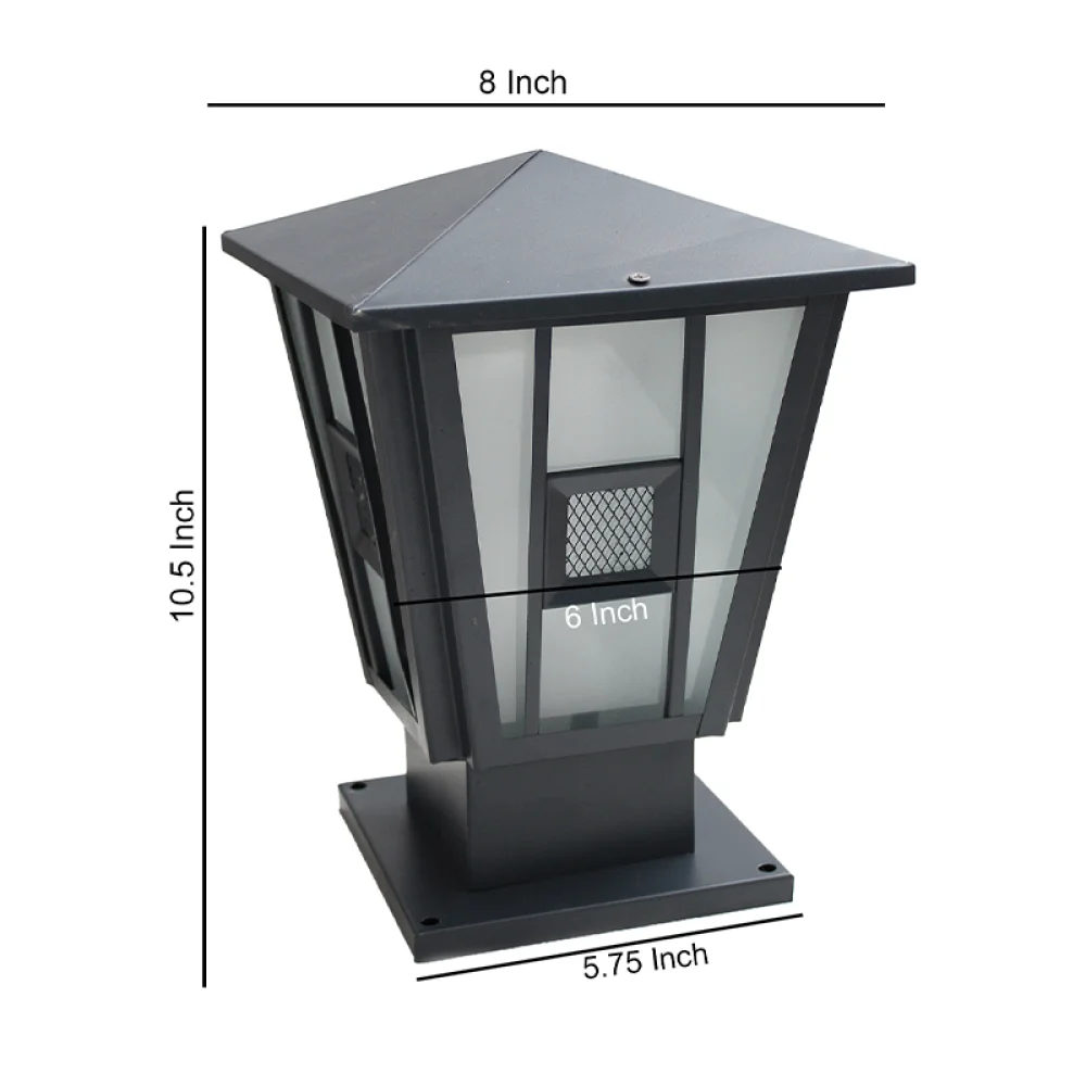 Modern Black Outdoor Gate Light with Frosted Glass | SKE-200006