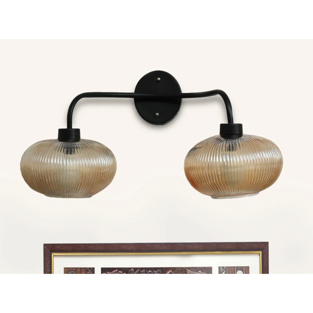 Aurora 2-Light Ribbed Glass Wall Sconce | SKE-140067_2 WL-Black