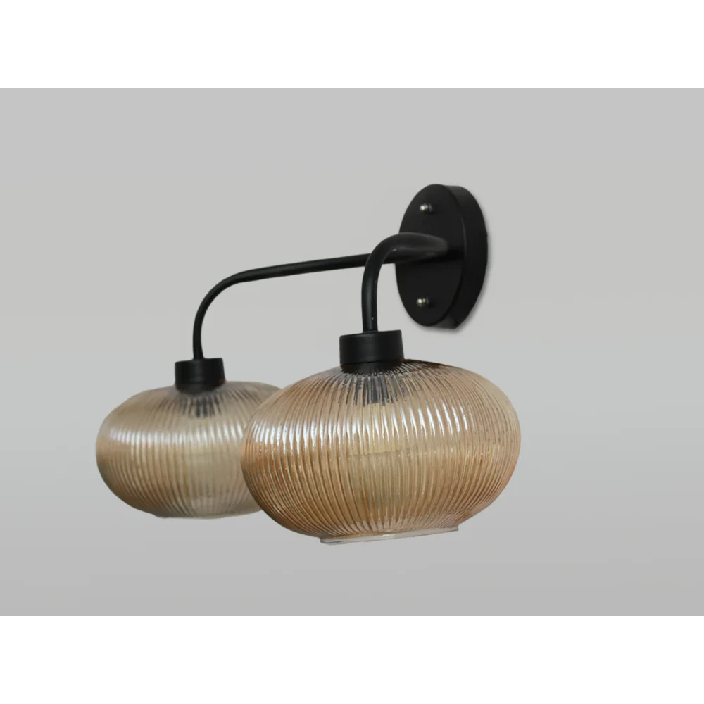 Aurora 2-Light Ribbed Glass Wall Sconce | SKE-140067_2 WL-Black
