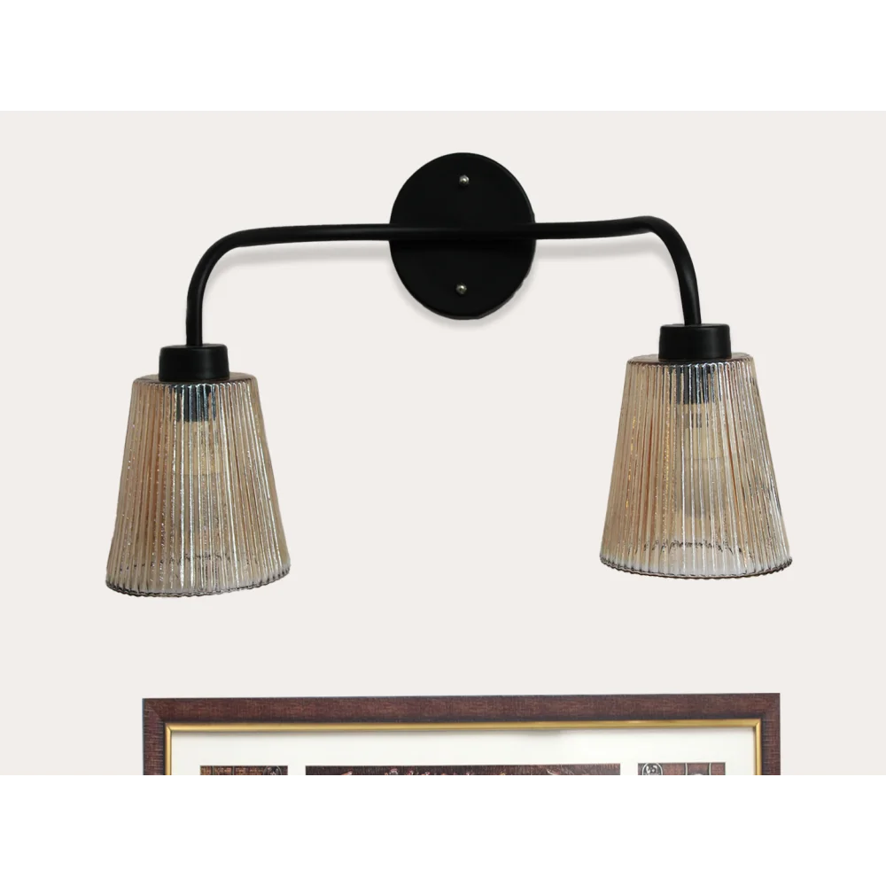 Florence Ribbed Glass Wall Light | SKE-140067_2 WL-Black_FRG