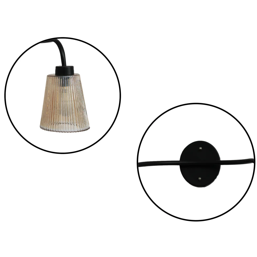 Florence Ribbed Glass Wall Light | SKE-140067_2 WL-Black_FRG