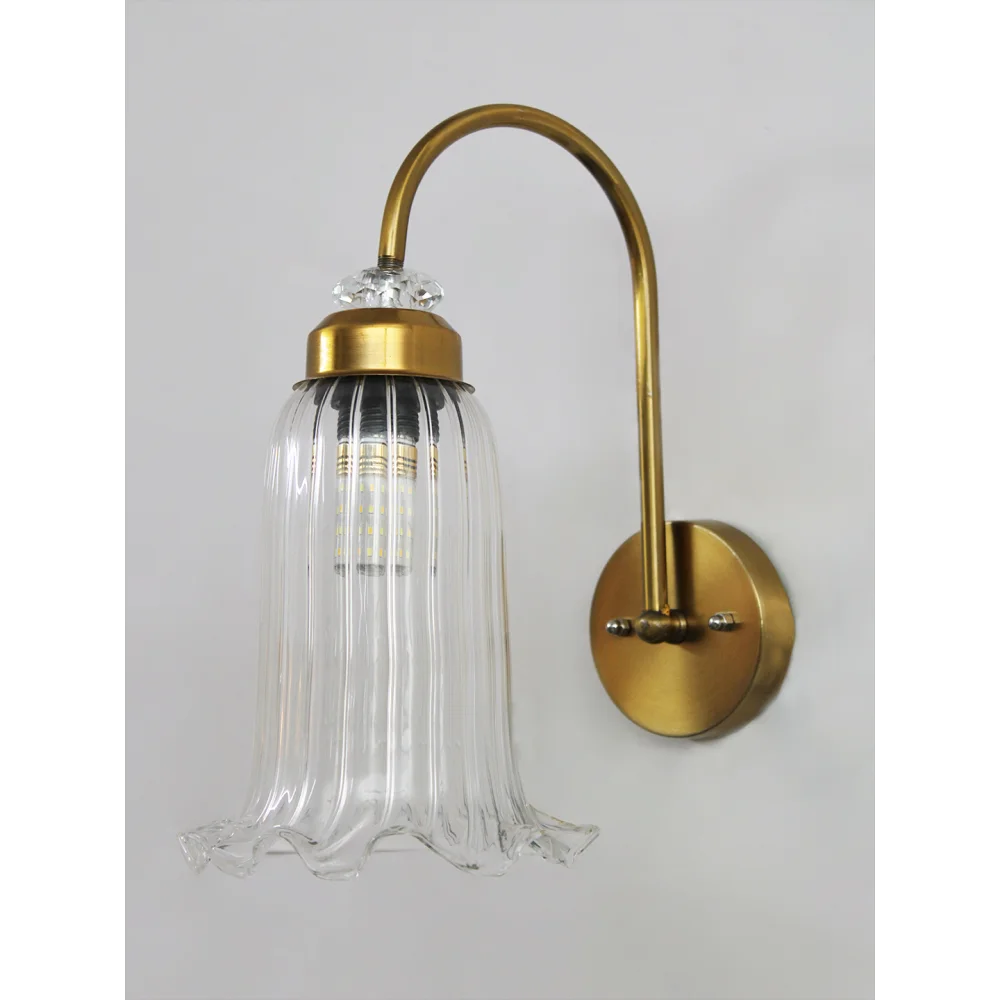 Antique Brass Fluted Glass Wall Sconce | SKE-140070_ABFGWS