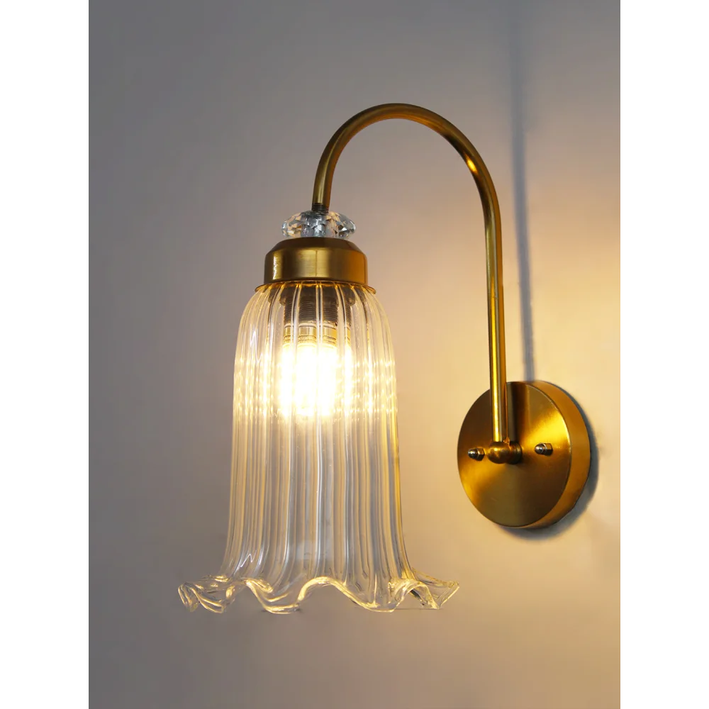 Antique Brass Fluted Glass Wall Sconce | SKE-140070_ABFGWS