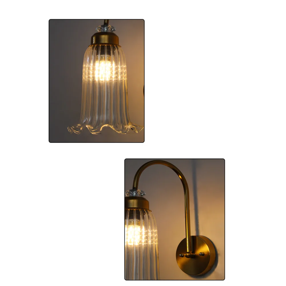Antique Brass Fluted Glass Wall Sconce | SKE-140070_ABFGWS