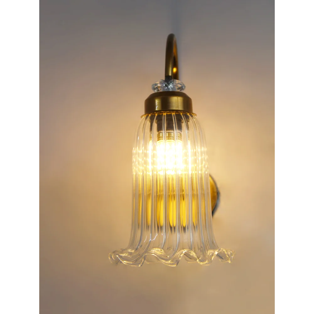 Antique Brass Fluted Glass Wall Sconce | SKE-140070_ABFGWS