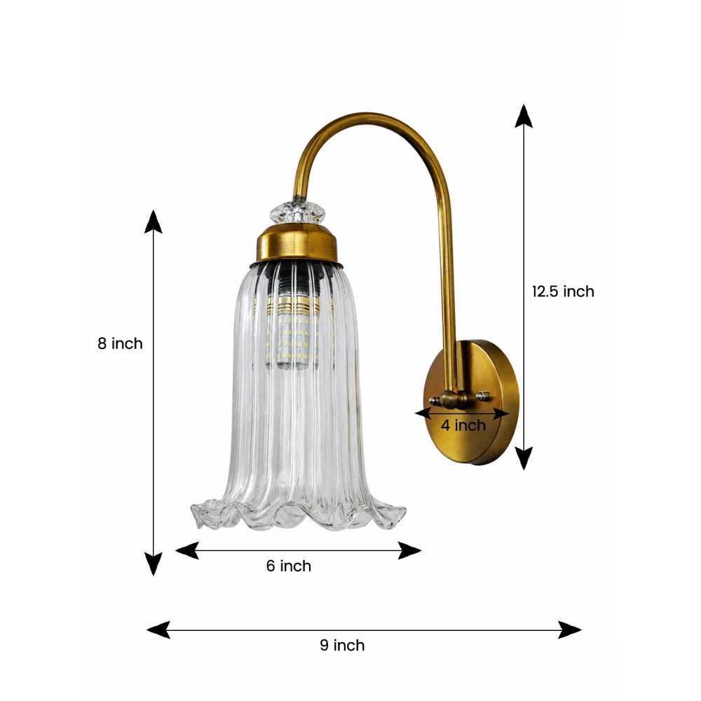 Antique Brass Fluted Glass Wall Sconce | SKE-140070_ABFGWS