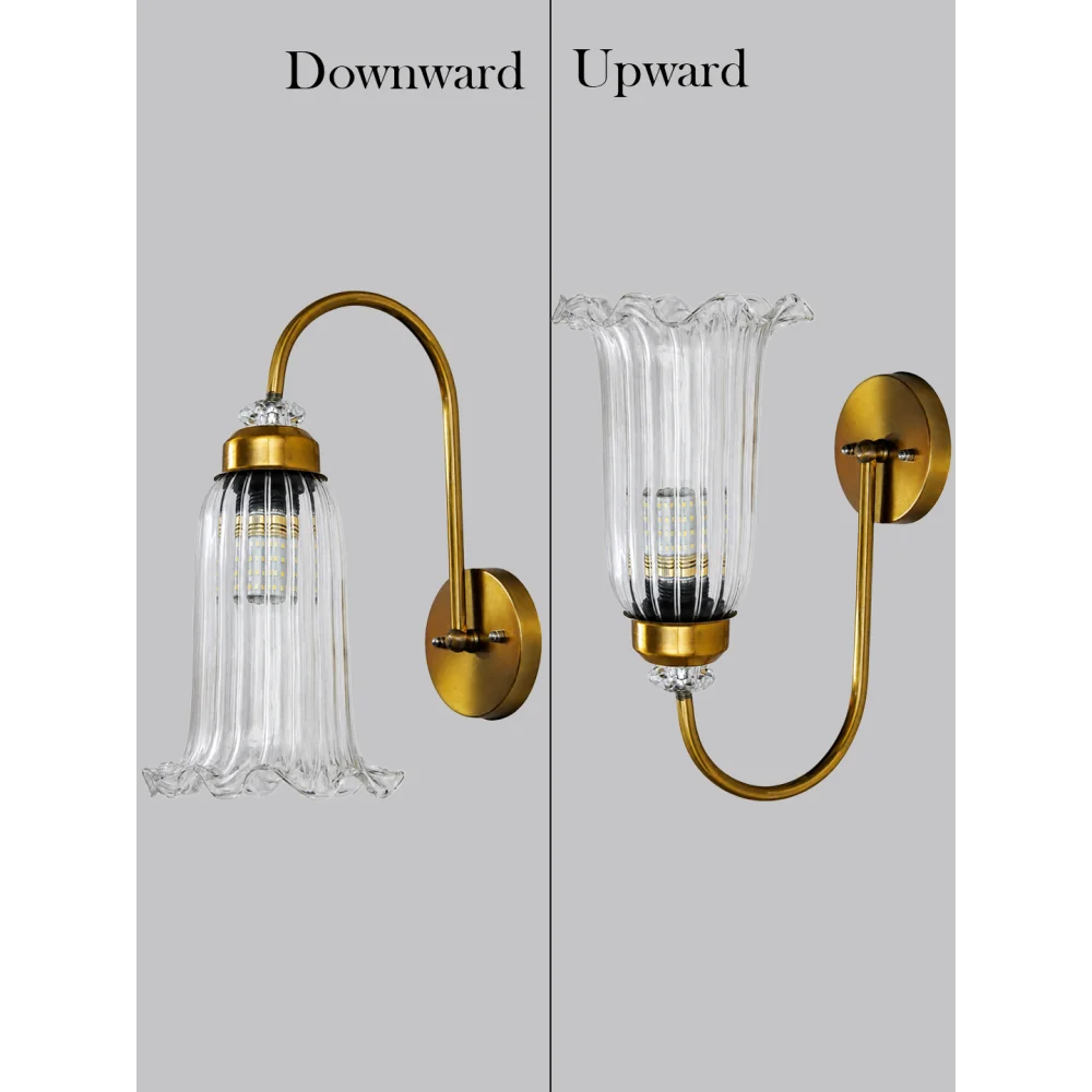 Antique Brass Fluted Glass Wall Sconce | SKE-140070_ABFGWS