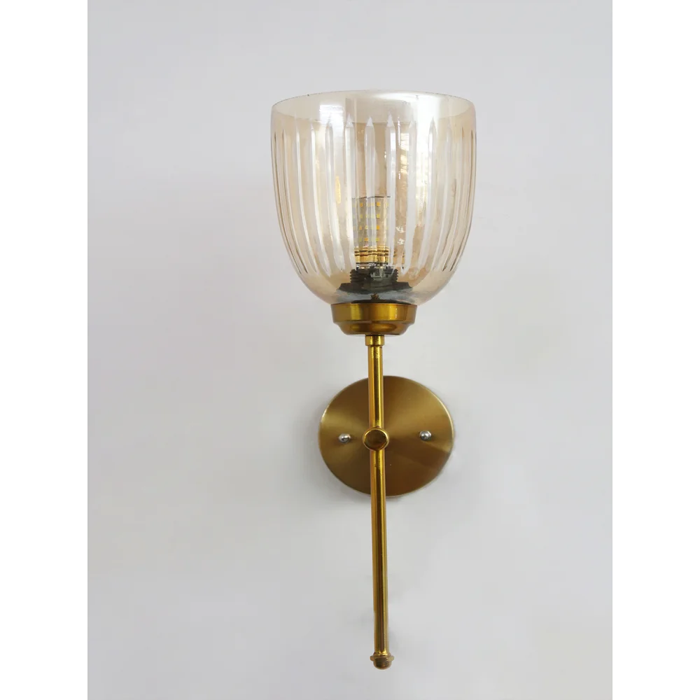 Amber Ribbed Glass Wall Sconce | SKE-140071_ARGWS
