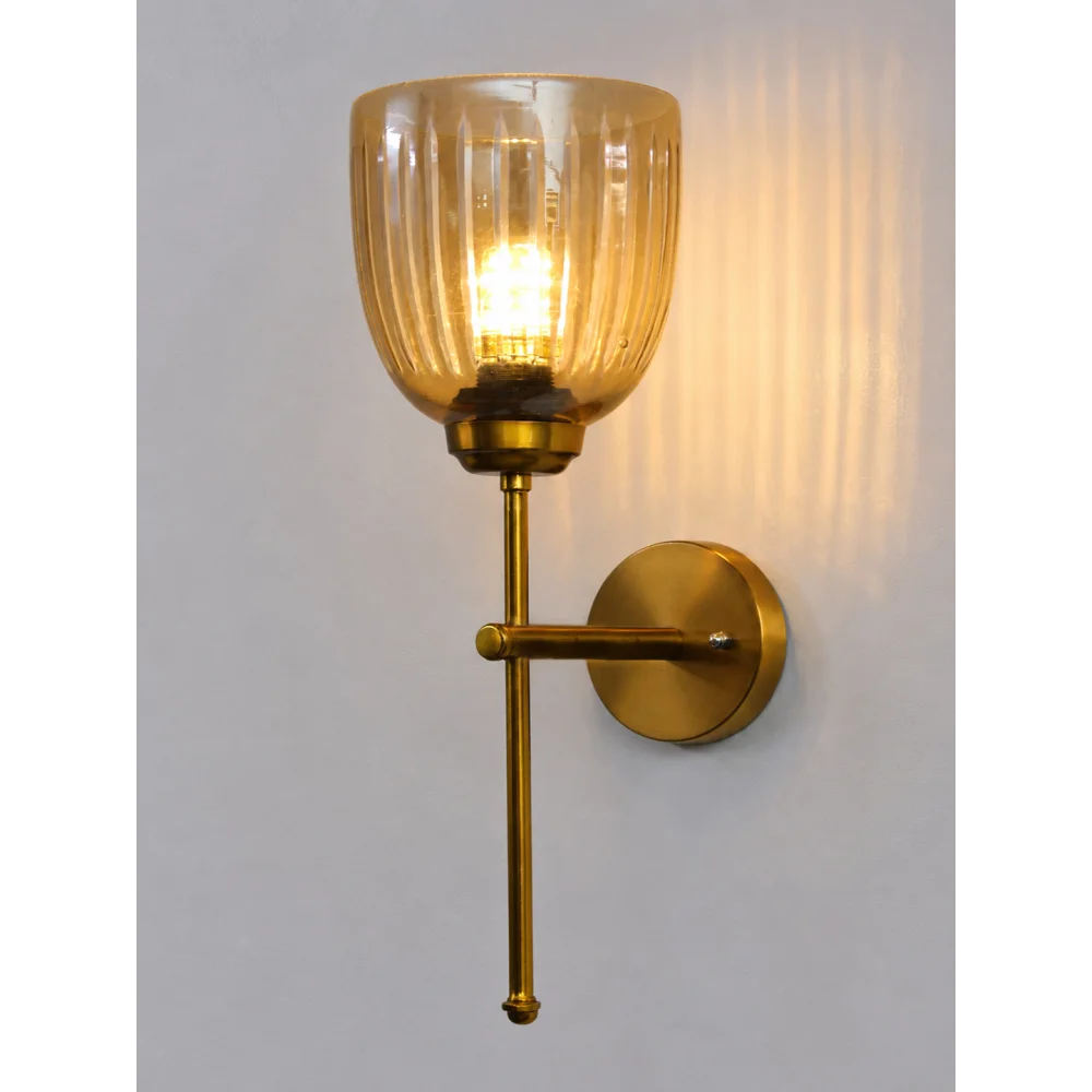 Amber Ribbed Glass Wall Sconce | SKE-140071_ARGWS