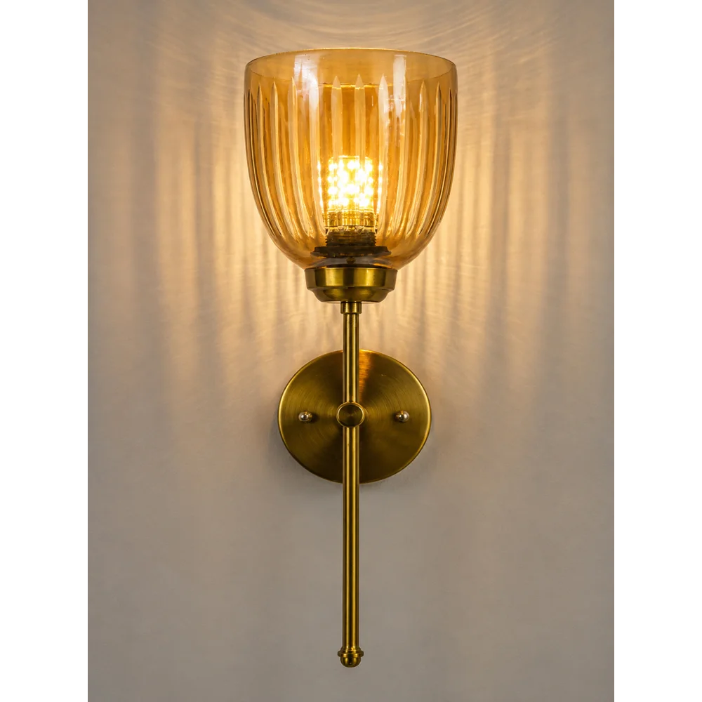 Amber Ribbed Glass Wall Sconce | SKE-140071_ARGWS