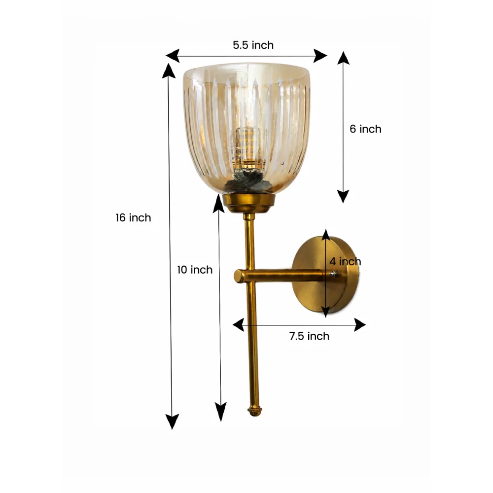Amber Ribbed Glass Wall Sconce | SKE-140071_ARGWS